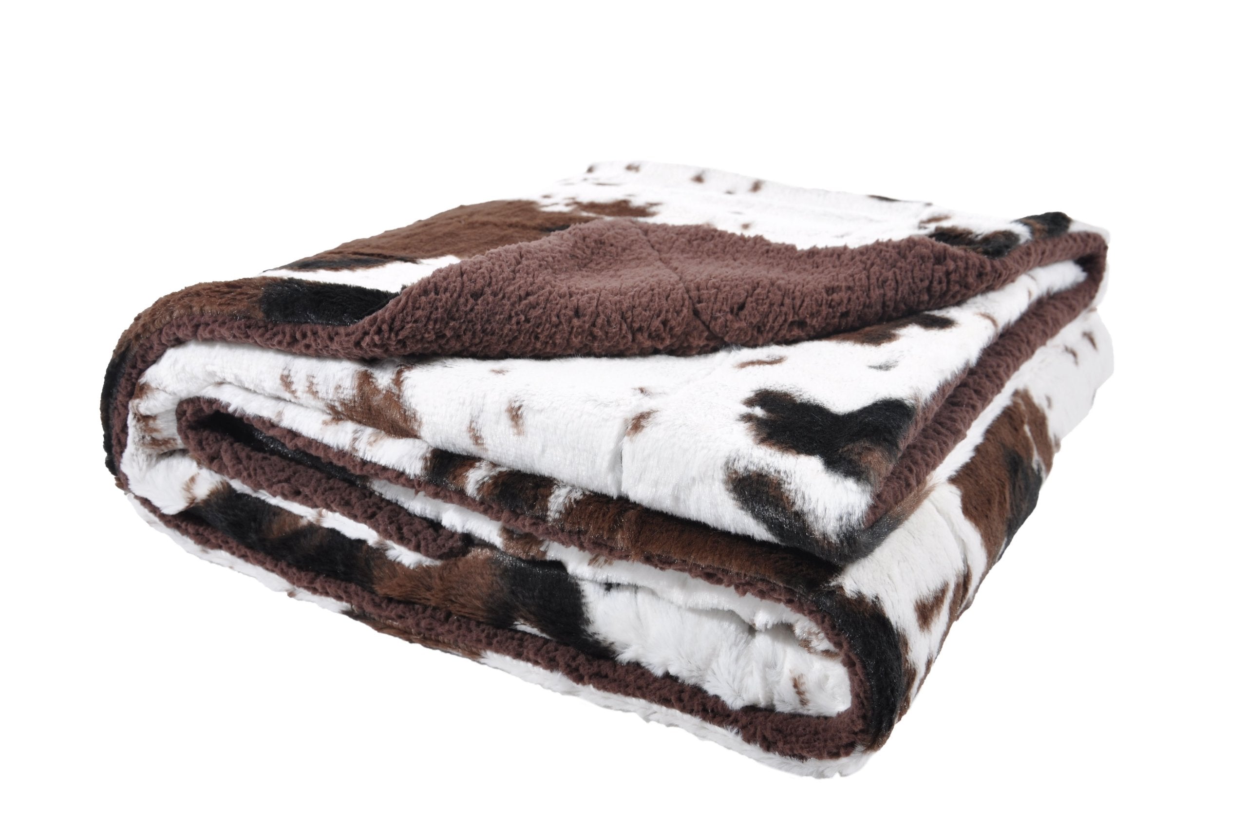 Tadpoles Double Layer Throw Blanket - Sherpa Cowhide Print | 50' X 60' | Made Of 100% Super Soft Plush Polyester Microfiber |