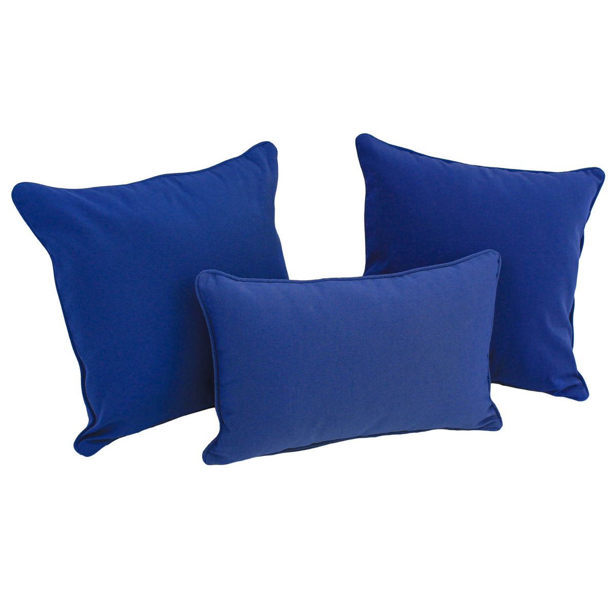 Blazing Needles Corded Twill Throw Pillow Set, Royal Blue 3 Count