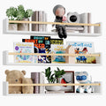 Fixwal Nursery Book Shelves, 23.6 Inch Floating Bookshelves For Wall Set Of 3, Baby Nursery Decor, Solid Wood Wall Mounted Shelves For Books, Toys And Decor Storage (White And Natural Wood)
