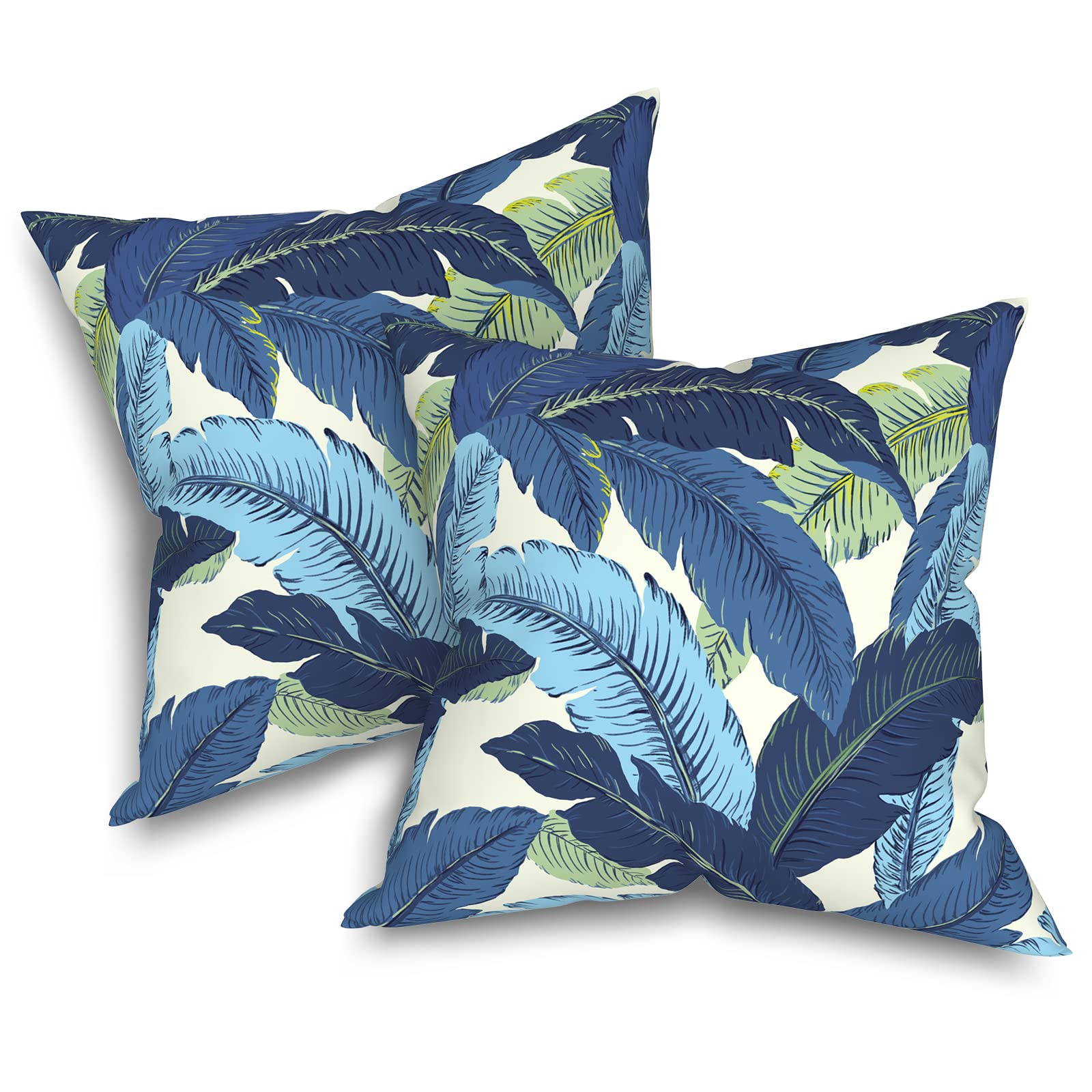 Melody Elephant Outdoor Throw Pillows With Inners, All Weather Patio Pillows Set Of 2, Square Pillows Decorative For Home Garden