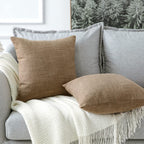 Otostar Linen Throw Pillow Covers Set Of 2 Decorative Square Pillowcases Cushion Covers 20X20 Inch For Home Decor Sofa Bedroom Car 50 X 50Cm Coffee Brown