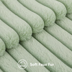 Decoruhome Faux Fur Spring Throw Pillow Covers 16X16 Set Of 2, Decorative Soft Plush Striped Couch Pillow Covers With Velvet Back For Sofa, Bed, Living Room, Sage Green