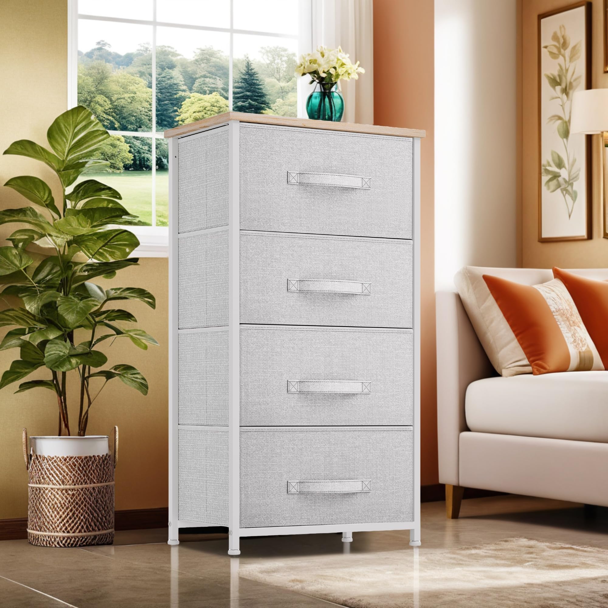 Yitahome Dresser With 4 Drawers - Fabric Storage Tower, Organizer Unit For Bedroom, Living Room, Hallway, Closets & Nursery - Sturdy Steel Frame