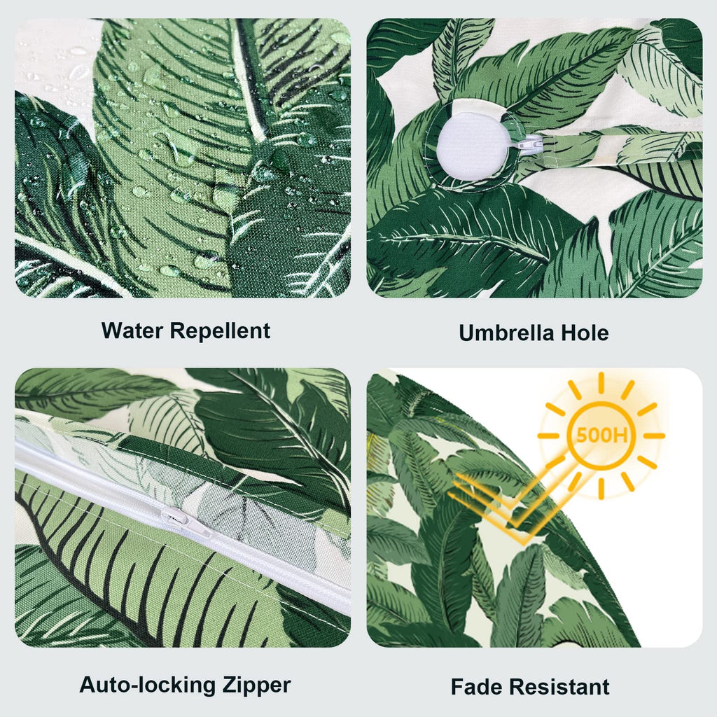 Lvtxiii Outdoor Tablecloth With Umbrella Hole And Zipper, 60 X 84 Inch Water-Repellent Patio Table Cloth, Rectangle Table Covers For Backyard Garden, Swaying Palms Green