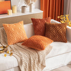 Miulee Rust Throw Pillow Covers 16X16 Inch, Soft Winter Plush Faux Wool Couch Pillow Covers Set Of 2 Decorative Farmhouse Boho Throw Pillows For Sofa Living Room Bed
