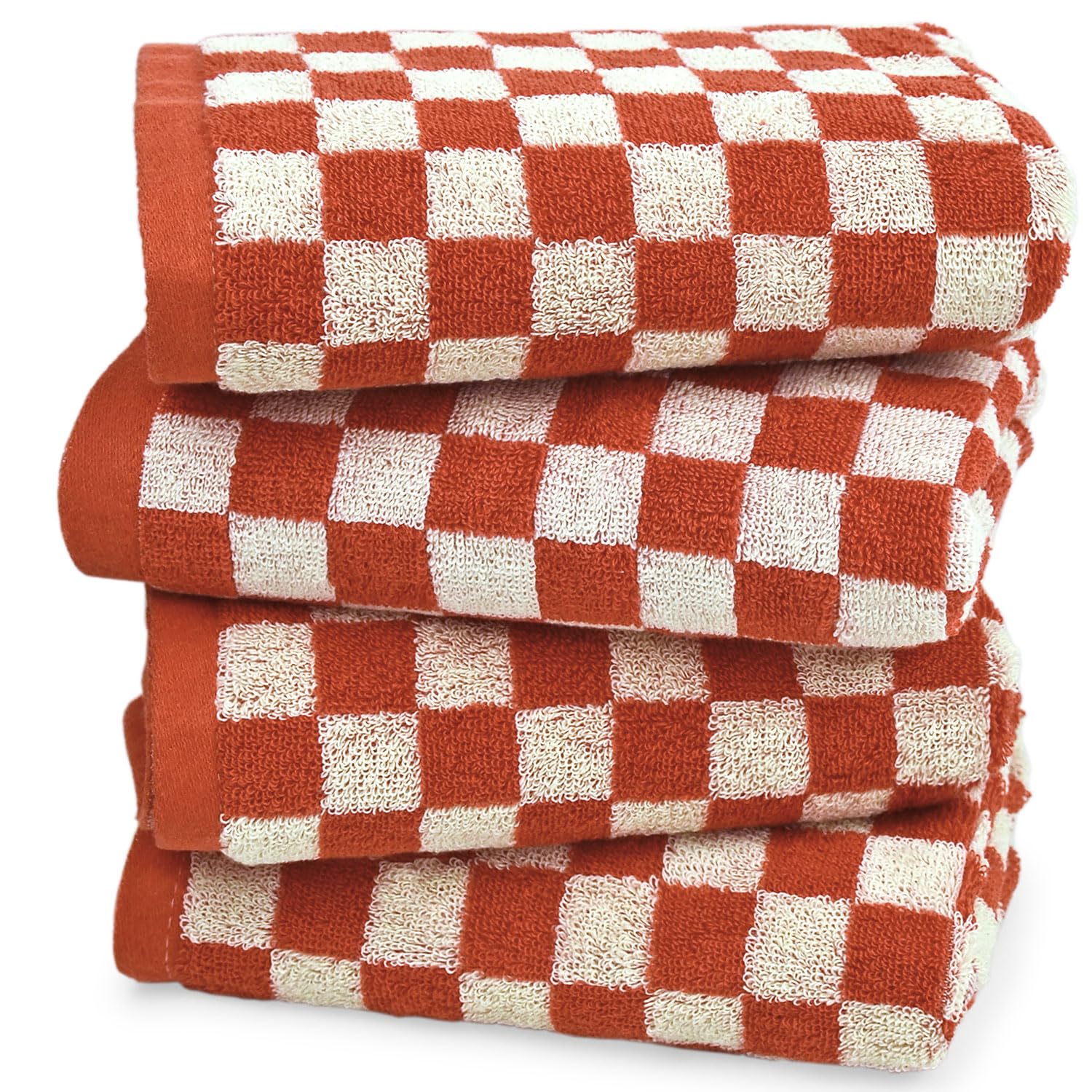 Jacquotha Checkered Hand Towels (13x29 Inches) - Kitchen Hand Towels Pack of 4, Absorbent Cotton Towel for Bathroom Hand Face Gy
