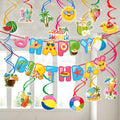 Zyozique Summer Theme Birthday Decorations Combo, Happy Birthday Paper Banner with Hanging Swirls, Beach Theme Party Decoration