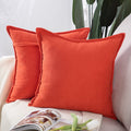 Madizz Set Of 2 Short Chenille Throw Pillow Covers 16X16 Inch Reddish Orange Soft Decorative Cushion Cover For Sofa Bedroom Pill