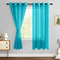 Hiasan Sheer Curtains For Bedroom With Tiebacks, Lightweight Airy Breathable Voile Drapes Light Filtering Grommet Window Curtains For Living Room, Nursery, W52 X L63, Turquoise, 2 Soft Panels