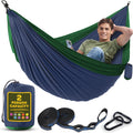 Durable Hammock 500 lb Capacity, Nylon Camping Hammock Chair - Double or Single Sizes w/Tree Straps and Attached Carry Bag - for