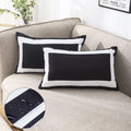 Jojogogo Black Outdoor Lumbar Pillow Covers 12X20 Waterproof Set Of 2 Black And White Rectangle Outdoor Lumbar Pillows For Porch