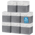 meekoo 8 Pack Collapsible Storage Bins Fabric Storage Bins Polyester Fabric Storage Baskets with Handles Linen Closet Organizer 