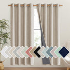 Nicetown Oatmeal Bedroom Full Blackout Linen Curtain Panels Set Of 2, 52' By 72', Thick Insulated Classic Grommet Blackout Draperies With White Thermal Insulated Liner For Windows