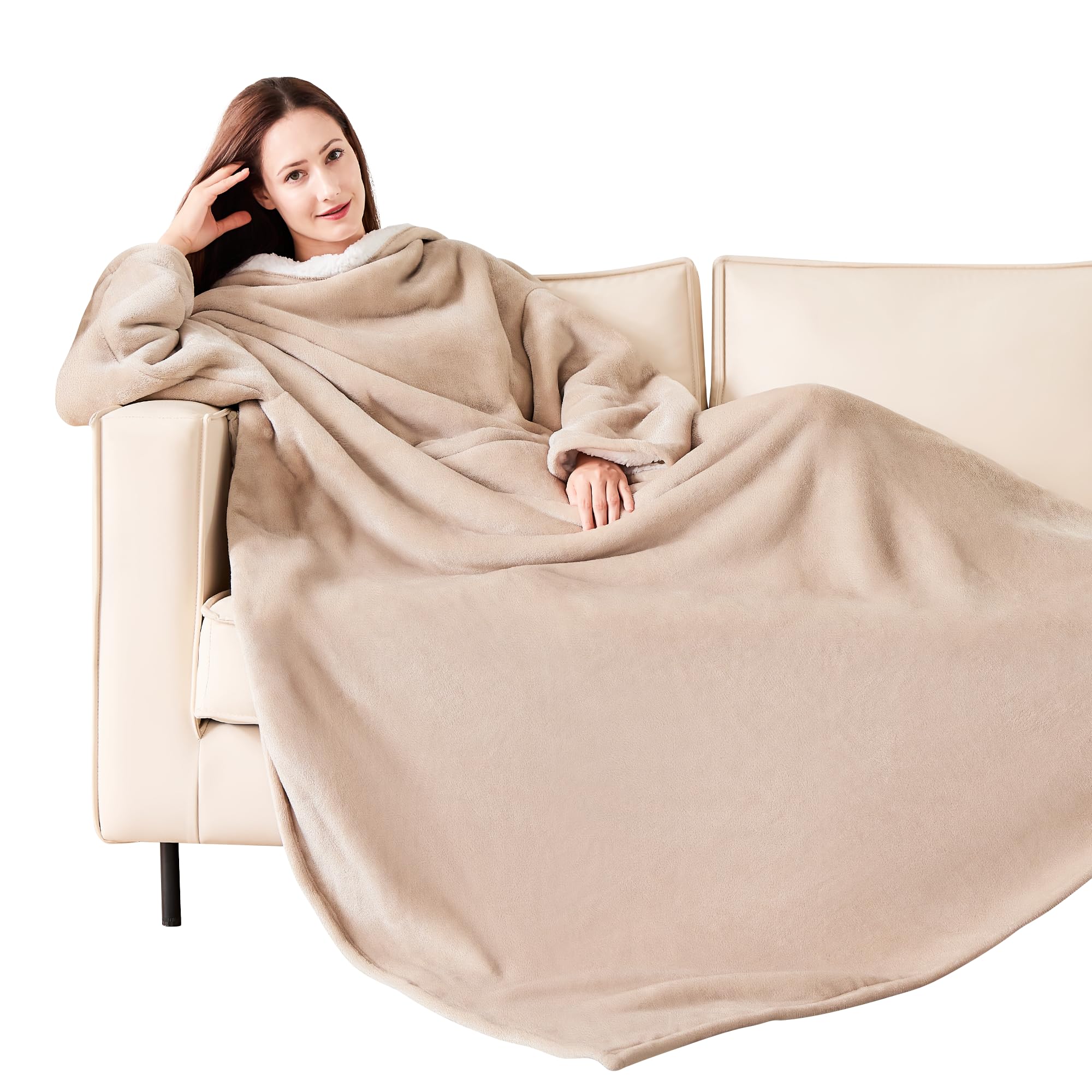 Nord Eco Wearable Blanket With Sleeves, Cozy Wearable Blanket With Arms And Pockets For Women Men, Warm Tv Wrap Throw Blanket Ro