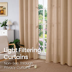 Bgment Curtains 45 Inch Length 2 Panels Set For Bedroom, Grommet Thick Linen Look Burlap Textured Light Filtering Privacy Window Drapes For Farmhouse Living Room, 42 X 45 Inch, Tan