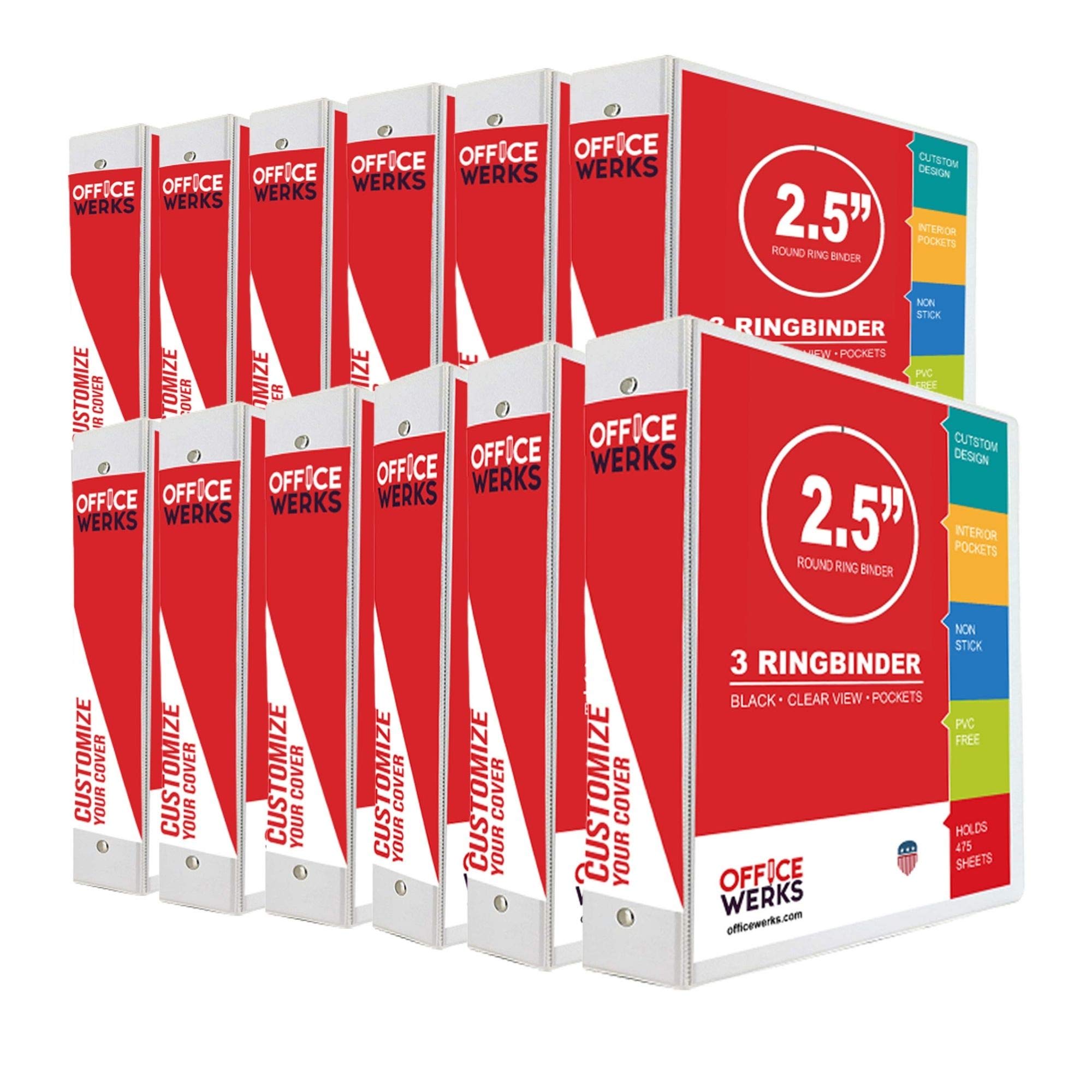 Performore 3 Ring Binder, 2.5' Professional Round Ring, Presentation Folder For Standard Pages With Inside Pockets, Customizabl