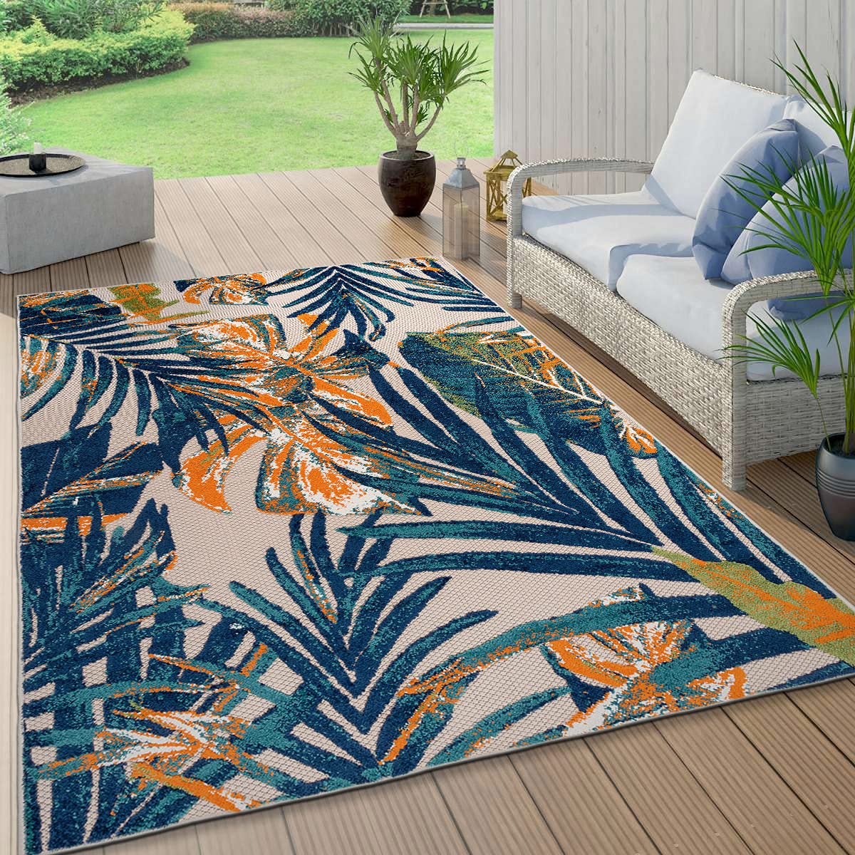 Rugshop Tropical Floral Leaves Indoor/Outdoor Area Rug 6 6 x 9 Multi