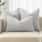 Miulee 18X18 Inch Decorative Pillow Covers For Couch Bed Set Of 2 Textured Boucle Neutral Throw Pillows Light Grey Accent Solid Cushion Pillowcase Cozy Soft Chair Sofa Livingroom Home Decor