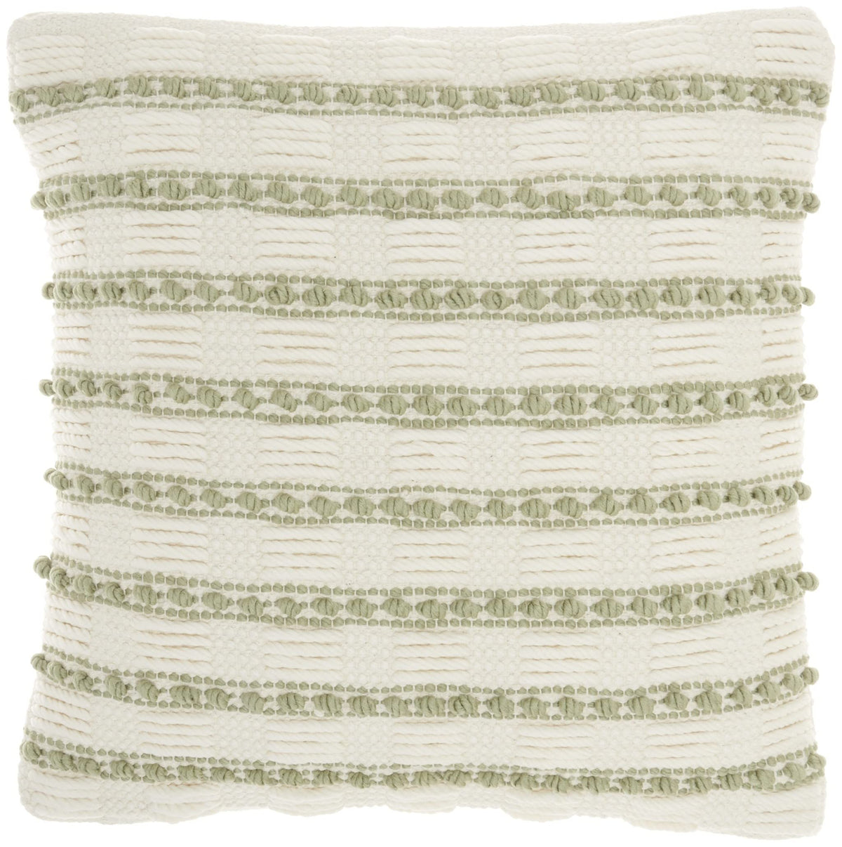 HomeRoots 60% Cotton 40% Polyester Sage and Ivory Textured Stripes Throw Pillow