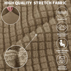 Jiviner High Stretch 1-Piece Jacquard Small Checks Couch Covers For 2 Cushion Couch Anti Slip Love Seat Sofa Covers Loveseat Slipcovers Protector For Kids Pets (Loveseat, Brown)