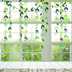 52 Ft Spring Summer Theme Green Paper Leaf Garland Hanging Leaves Streamer Banner For Green Birthday Wedding Engagement Bridal S