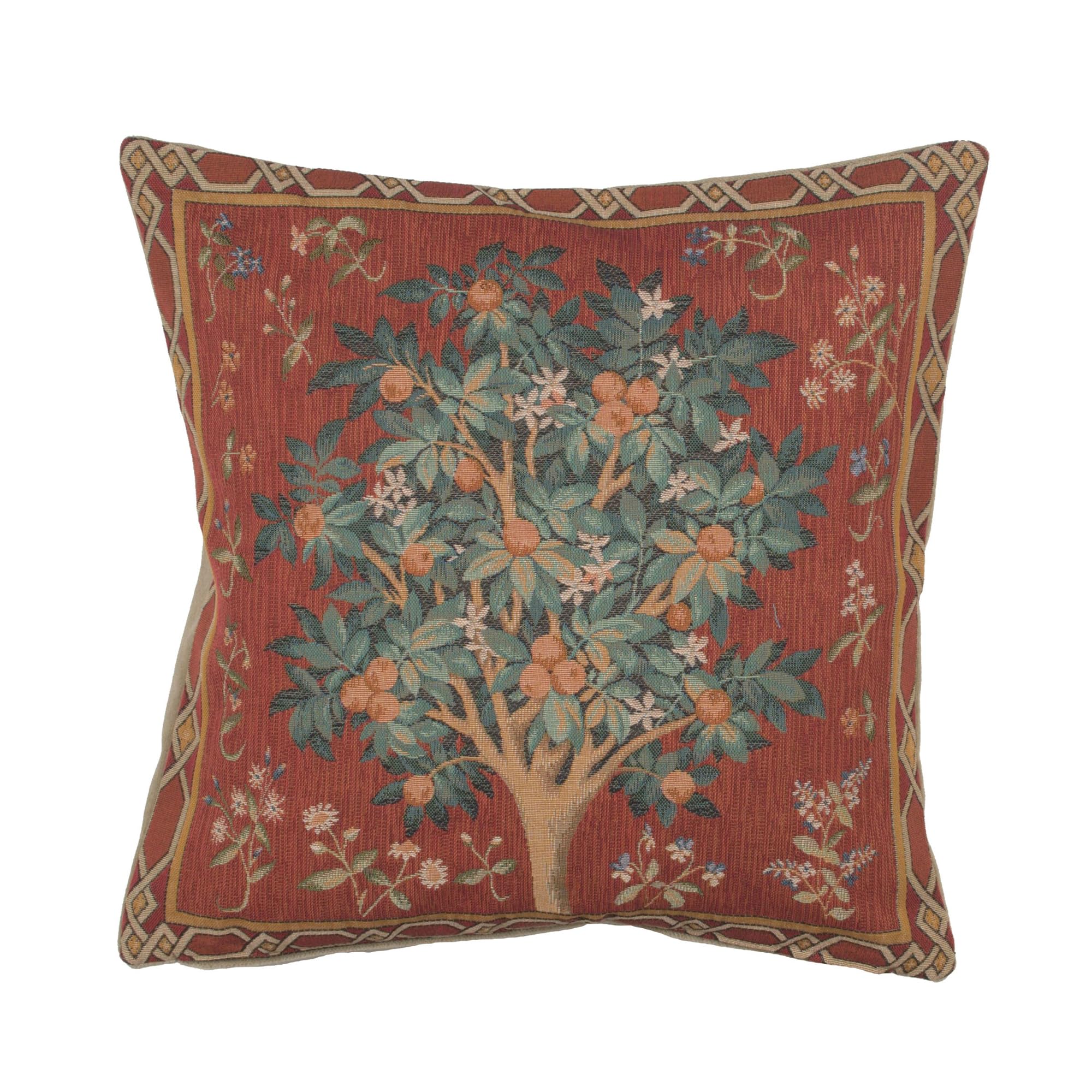 Charlotte Home Furnishings Throw Pillow Covers For Couch 19X19 In Red Tree Decorative Pillow Covers For Bed Large Tapestry Sofa