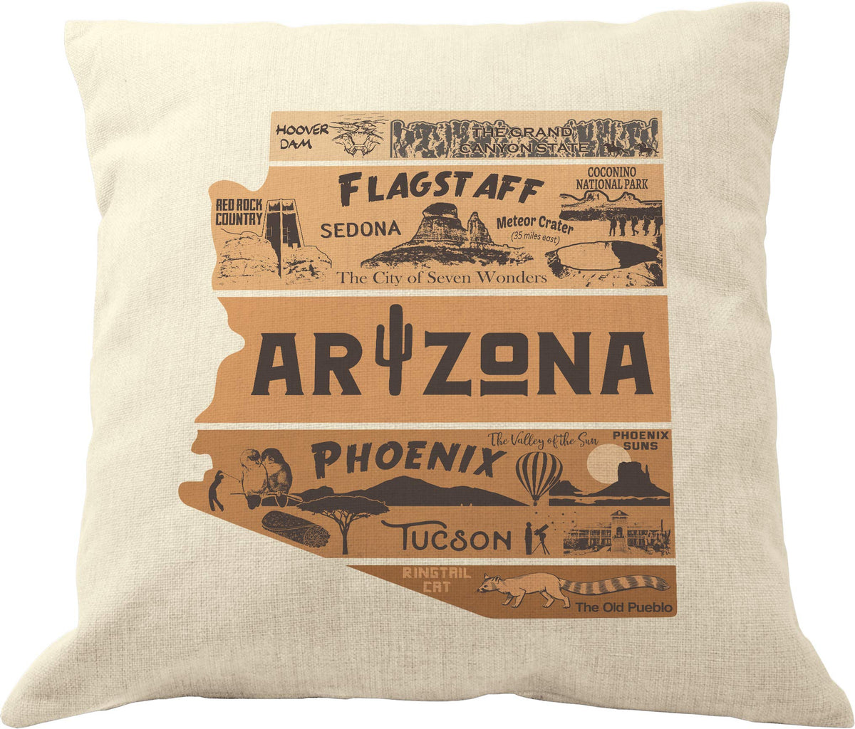 Drupsco 18X18 Arizona Pillow Cover - Arizona Throw Pillow Case, Arizona Home Decor Pillow