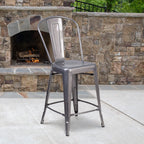 Flash Furniture Lincoln 24'' High Clear Coated Indoor Counter Height Stool with Back