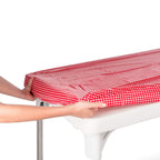 Toptablecloth Vinyl Tablecloth Plastic With Flannel Backing 2Pk 6 Foot 72 X 30 Inch Red And White Checkered Table Cloth Elastic Corner For Folding Table Holiday Christmas Thanksgiving Picnic Birthday