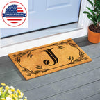 Evergreen Monogram Coir Doormat | Letter J | Front Door Mat For Outdoor Indoor Entrance | 28X16 Inches | Non-Slip Backing Doorwa