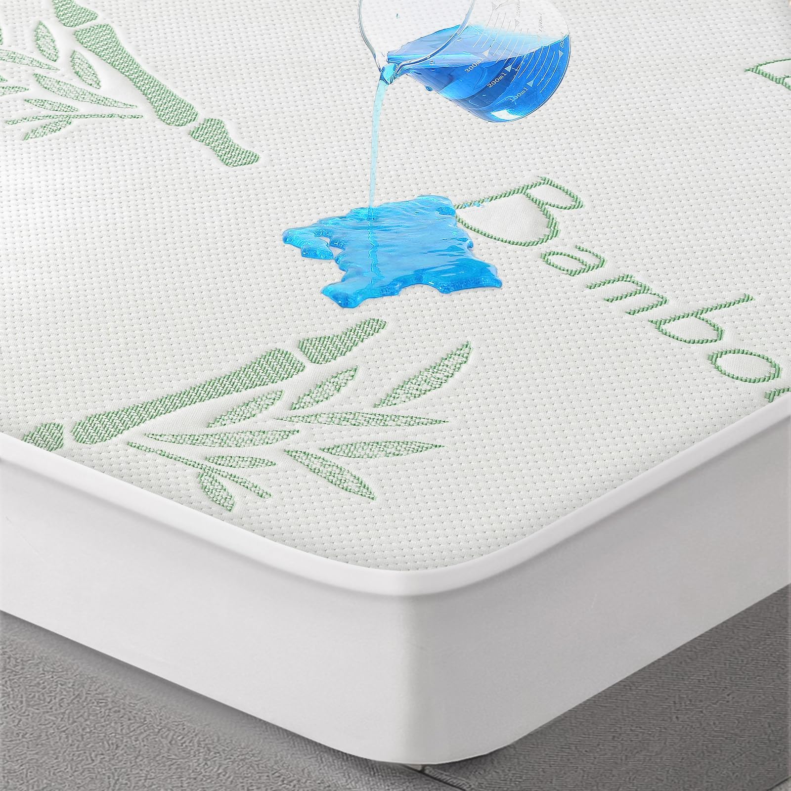 Flippeddream Bamboo Mattress Protector Twin Size (39' X 75') - Waterproof, Cooling, Ultra-Soft, Breathable, Family-Friendly, G