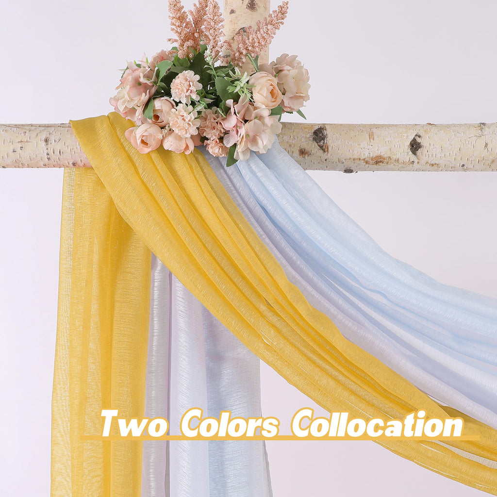 Donren Amber Yellow Sheer Curtains Sheer Curtains Scarf Home Decoration - Semi Voile Scarf Valance For Wedding (1 Pack,W 52 X L