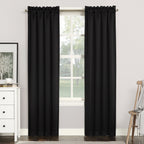 Sun Zero Easton Energy Saving Blackout Rod Pocket Curtain Panel, 40' X 63', Black