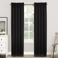 Sun Zero Easton Energy Saving Blackout Rod Pocket Curtain Panel, 40' X 95', Black