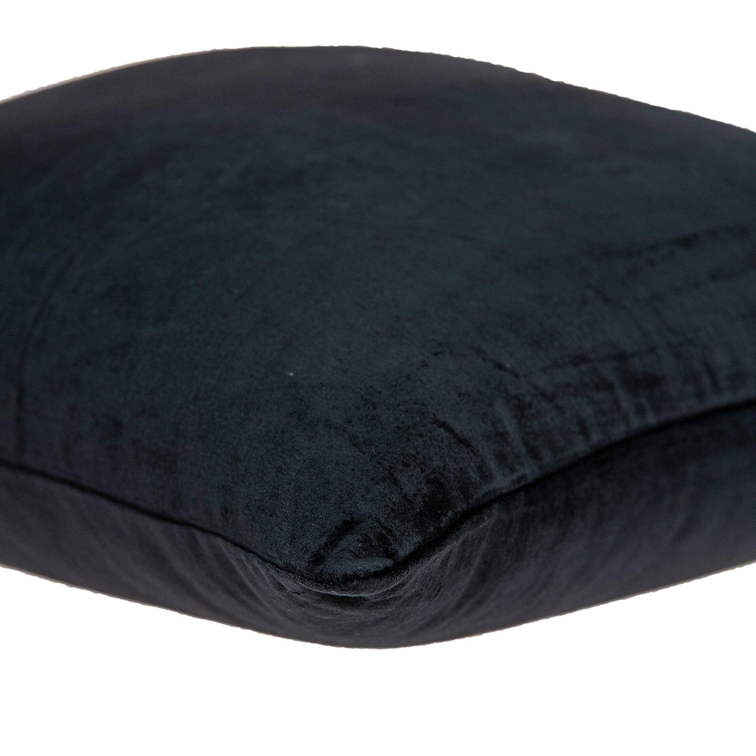 HomeRoots 50% Cotton, 50% Viscose Parkland Collection Spano Transitional Black Solid Pillow Cover with Poly Insert
