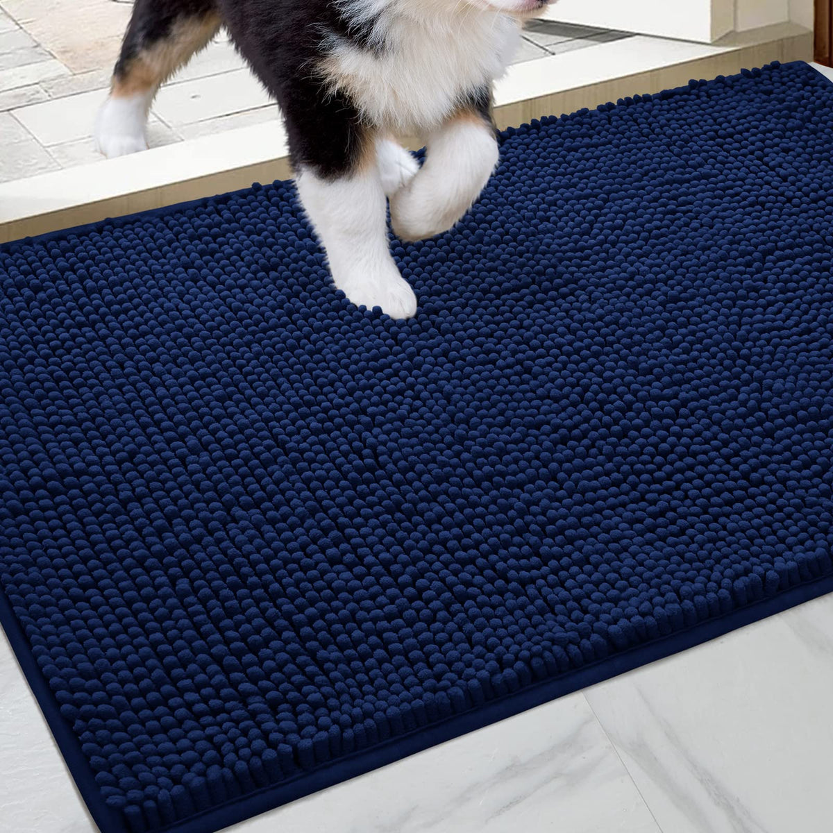 Homeideas Doormat Indoor Entrance, 48'X30', Highly Absorbent Chenille Large Muddy Dog Washable Mat, Non Slip Front Welcome Doo