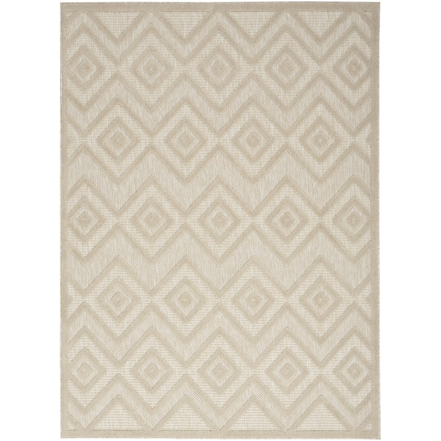 Nourison Versatile Indoor/Outdoor Cream 5' X 7' Area Rug, Easy Cleaning, Non Shedding, Bed Room, Living Room, Dining Room, Backyard, Deck, Patio (5X7)