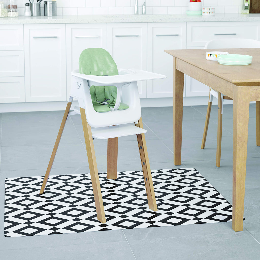 Deflecto FashionMat Chair Mat, Black Diamond Design, Hard Floor and Flat Pile Carpet Use, Non-Studded Rectangle, 35” x 40”