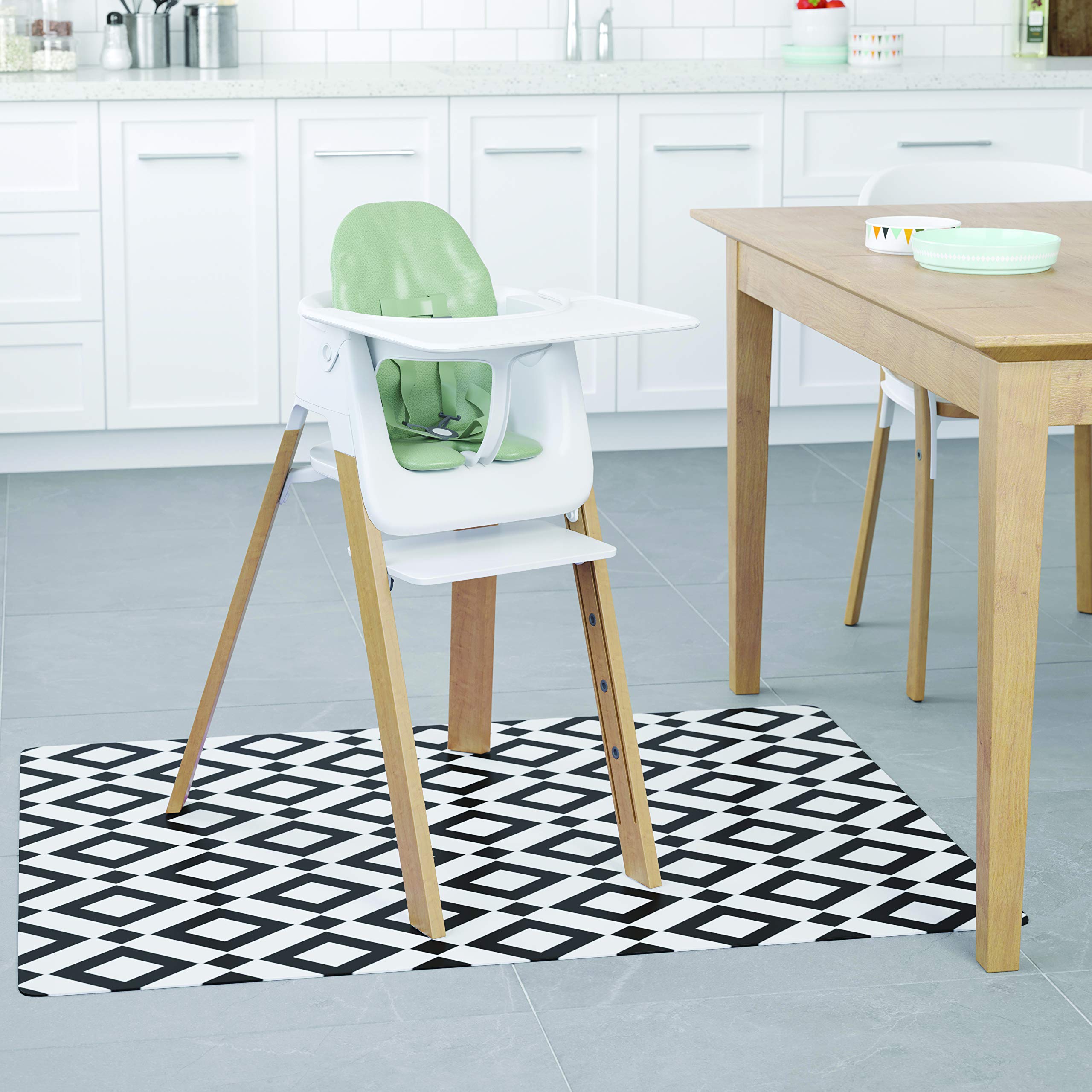 Deflecto FashionMat Chair Mat, Black Diamond Design, Hard Floor and Flat Pile Carpet Use, Non-Studded Rectangle, 35” x 40”