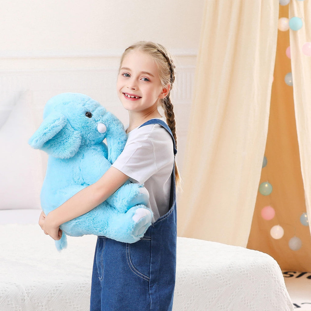 JellyMallow Elephant Stuffed Animal 5 lbs 16 inches Blue Polyester Weighted Plush Toy