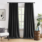 DUALIFE Pinch Pleated Blackout Curtains/Drapes 120 Inch Length,Back Tab with Hooks, Thermal Insulated Energy Efficient Draperies