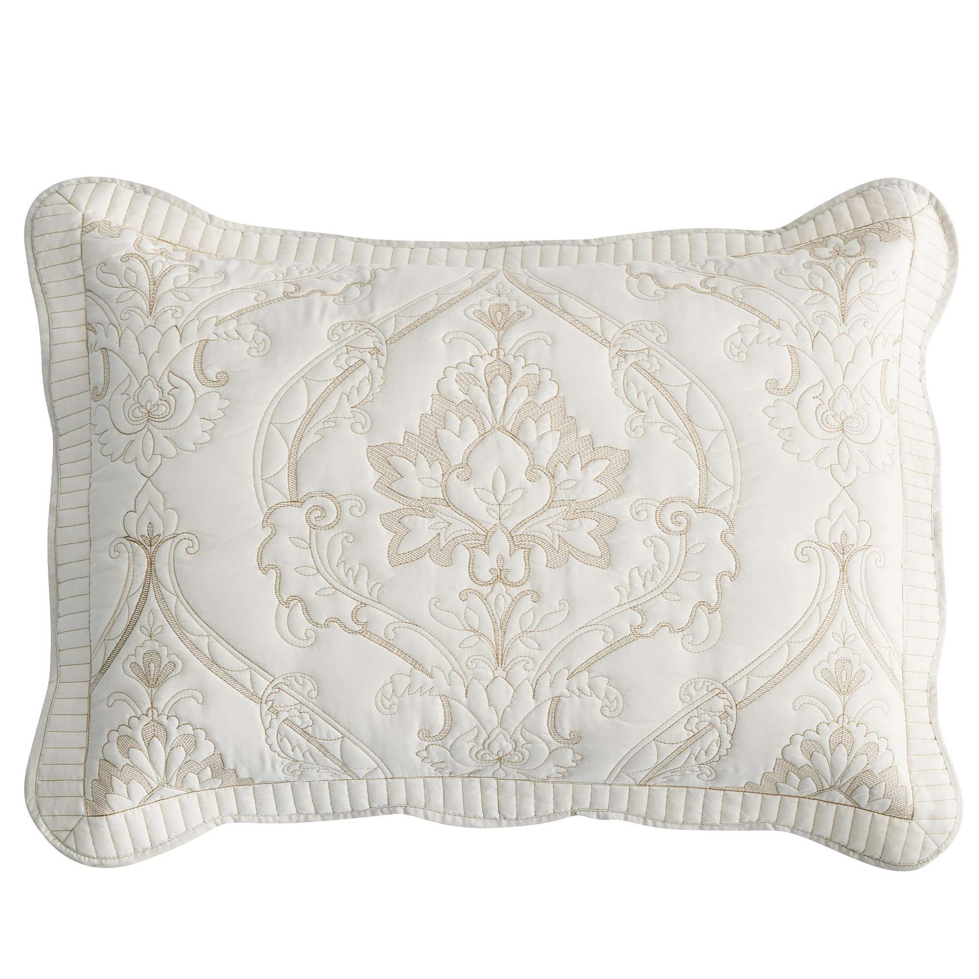 Chixin Microfiber King Pillow Shams Set Of 2 - Quilted Decorative Pillow Covers - Ivory-Yellow - Size (20' X 36')