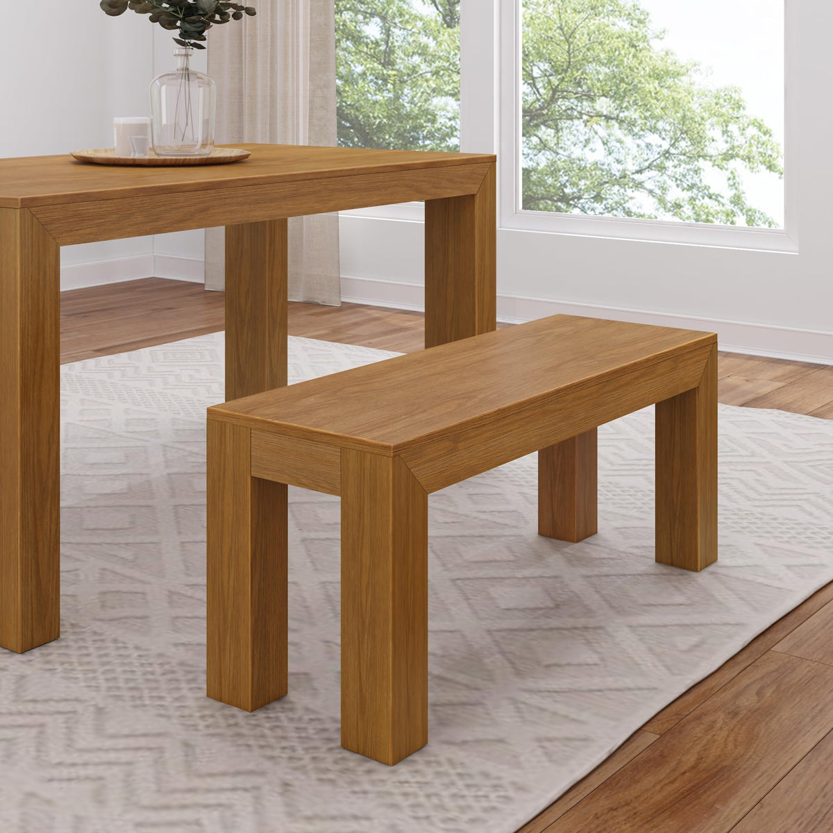 Plank+Beam 60 Inch Dining Bench For Dining Room, Bench For 72 Inch Table Kitchen Dining Seat, Wooden Outdoor Bench, Solid Wood E