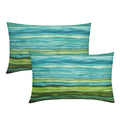 Teal Blue Green Pillow Covers 12X20 Inch Watercolor Aqua Waves Brush Lumbar Pillow Cases Abstract Striped Sea Splash Recgantle T