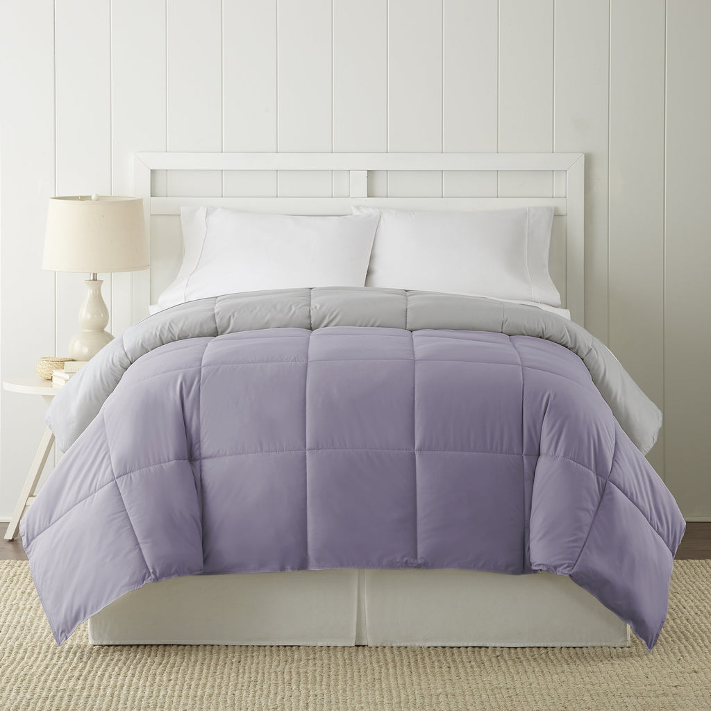 Modern Threads Down Alternative Microfiber Quilted Reversible Comforter & Duvet Insert - Soft, Comfortable Alternative To Goose Down - Bedding For All Seasons Amethyst/Silver Twin