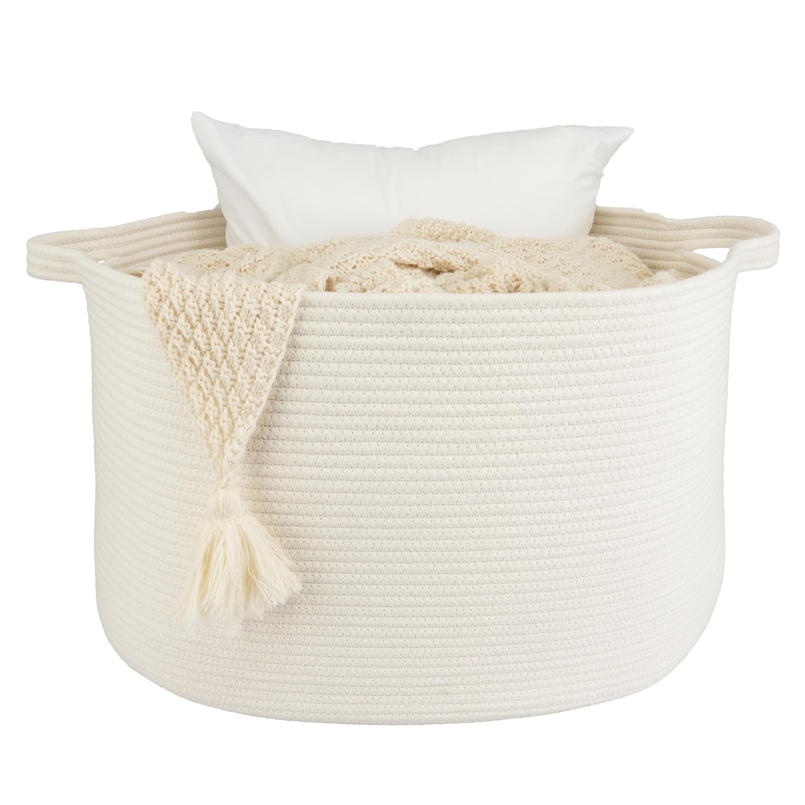 XUANGUO Large Cotton Rope Basket Blankets Basket Living Room 22x14 Toy Basket for Kids and Dogs Rope Storage Basket for Nursery 