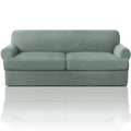 Princedeco T Cushion Sofa Slipcover 3 Pieces Sofa Covers For T Cushion Sofa Soft Couch Cover Sofa Slip Covers Furniture Covers With 2 Individual T Cushion Shape Seat Covers Machine Washable, Sage