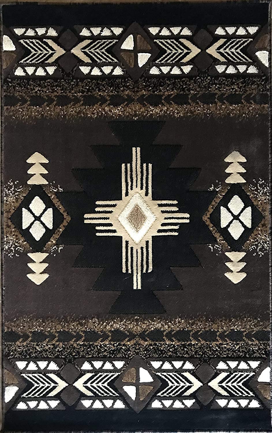 YHSF South West Native American Area Rug C318 (Chocolate Brown, 2 Feet x 3 Feet 4 Inches)
