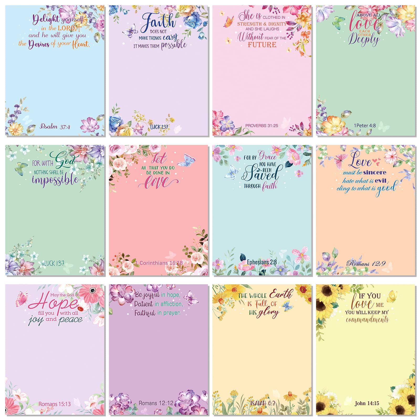 12 Pcs Cute Sticky Notes Biblical Sticky Notes 3 X 4 Inch Religious Sticky Note Pads Inspirational Sticky Notes Self Stick Note