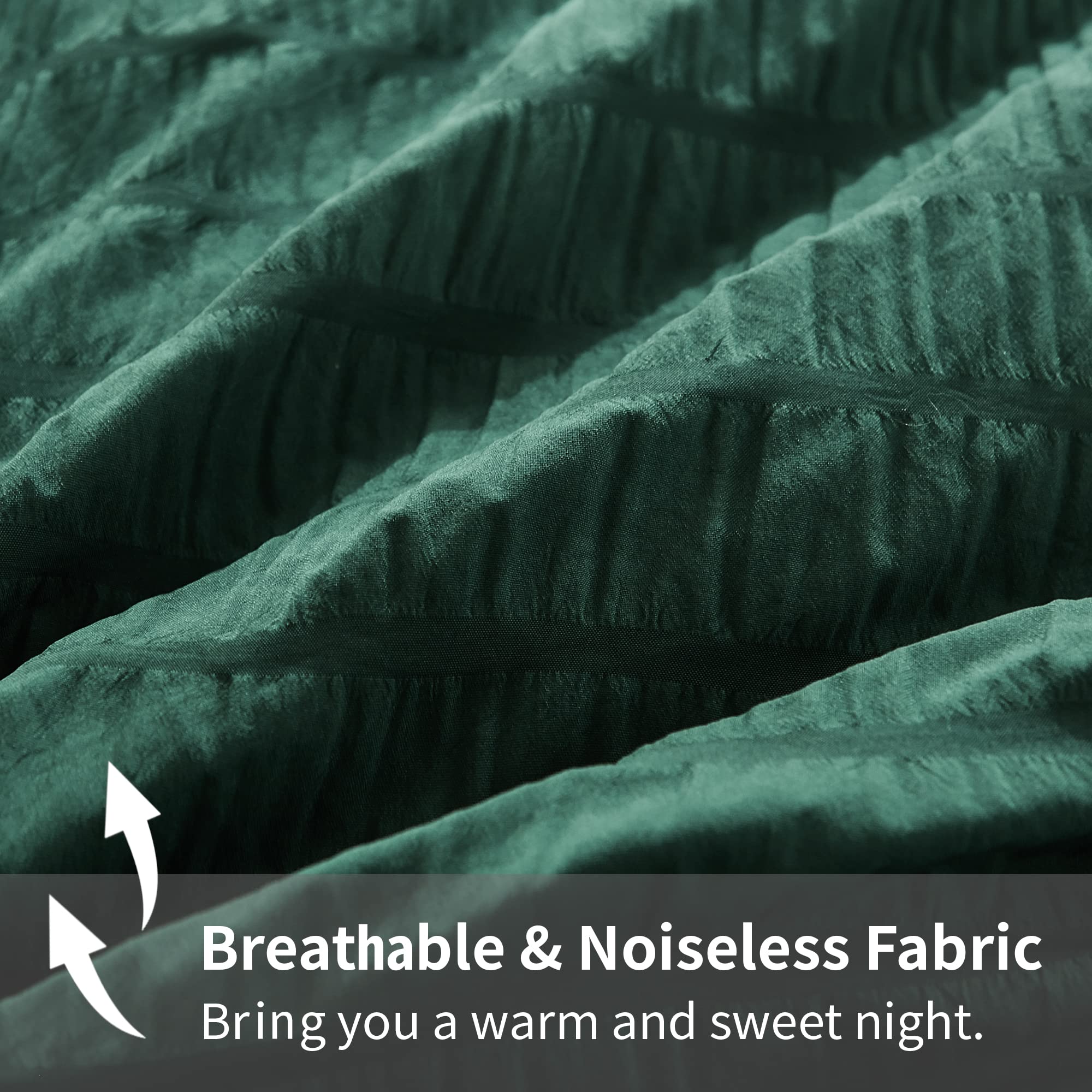 Avelom Dark Green Seersucker King Comforter Set (104X90 Inches), 3 Pieces-100% Soft Washed Microfiber Lightweight Comforter With 2 Pillowcases, All Season Down Alternative Comforter Set For Bedding